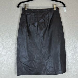Vintage brown leather pencil skirt